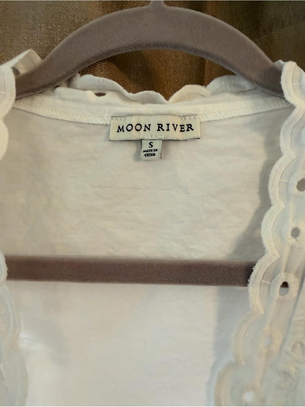 Moon River Puff Sleeve
Eyelet Top With Front Ties size S - Picture 10 of 14